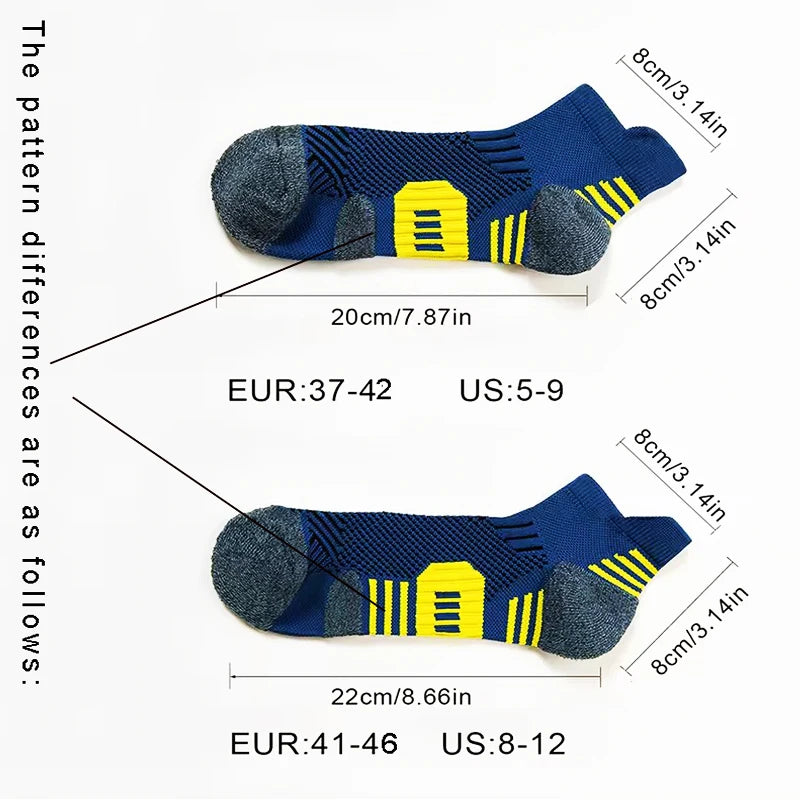 Fitness Sport Socks Non-Slip Cushioned Quick Dry Running Socks 3 Pairs