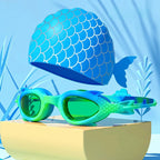 Children’s Swimming Goggles Set UK Waterproof Anti-Fog Silicone Swim Cap & Goggles