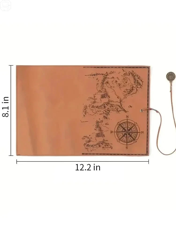 Vintage Treasure Map Pencil Case Leather Roll Stationery Bag