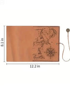 Vintage Treasure Map Pencil Case Leather Roll Stationery Bag