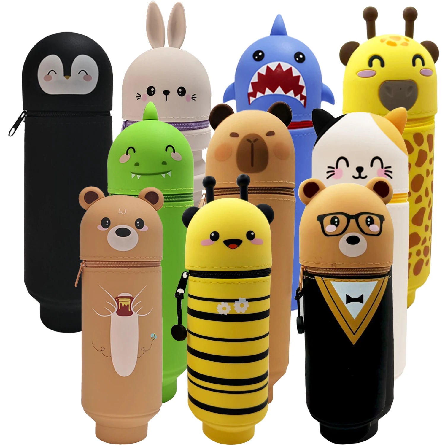Cute Animal Silicone Pencil Case 2-in-1 Zipper Pen Pouch Secondary image