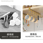 Under Shelf Mug Cup Hanger Double Row Kitchen Cabinet Hook Rack