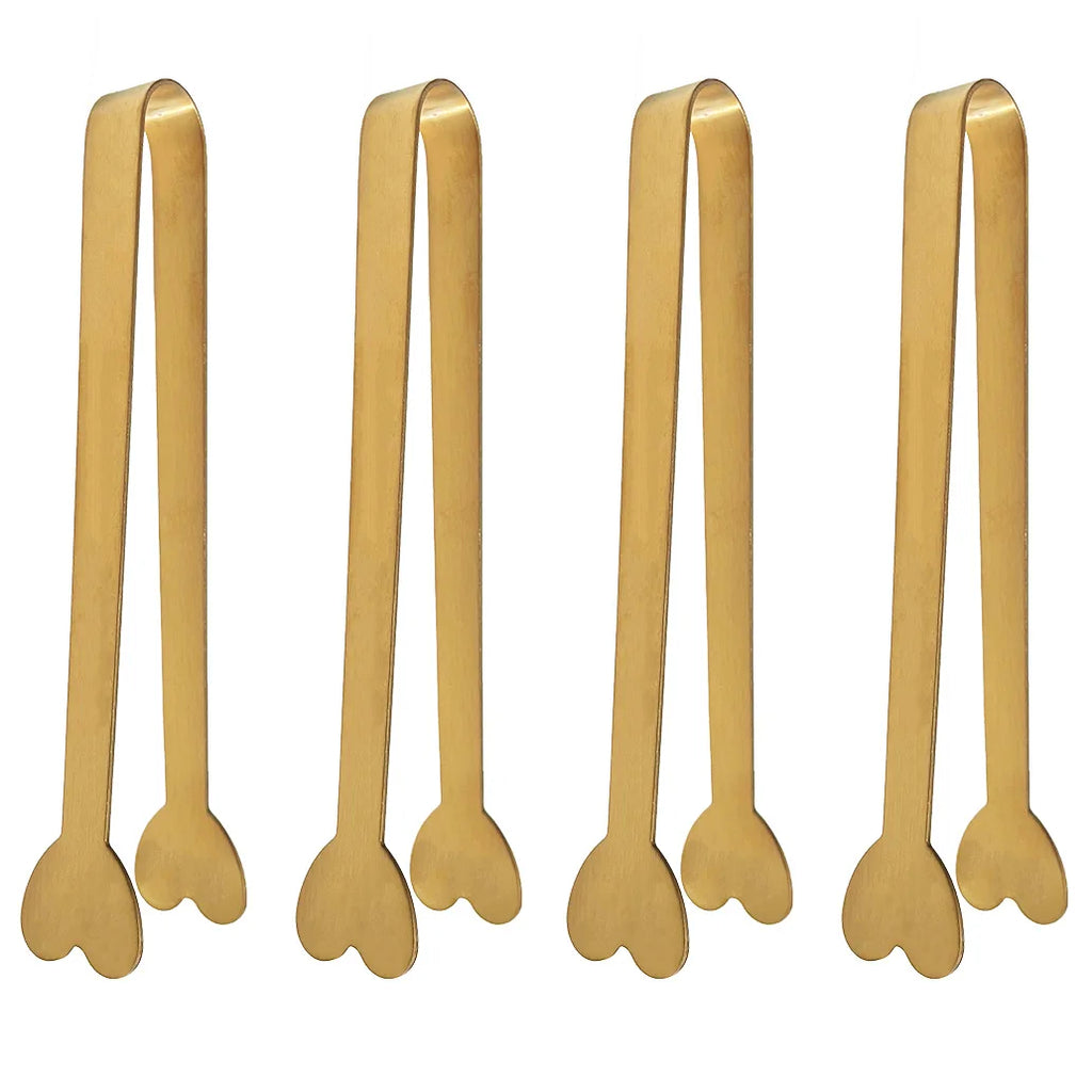 Small Gold Serving Tongs – Stainless Steel Mini Buffet & Appetizer Tongs