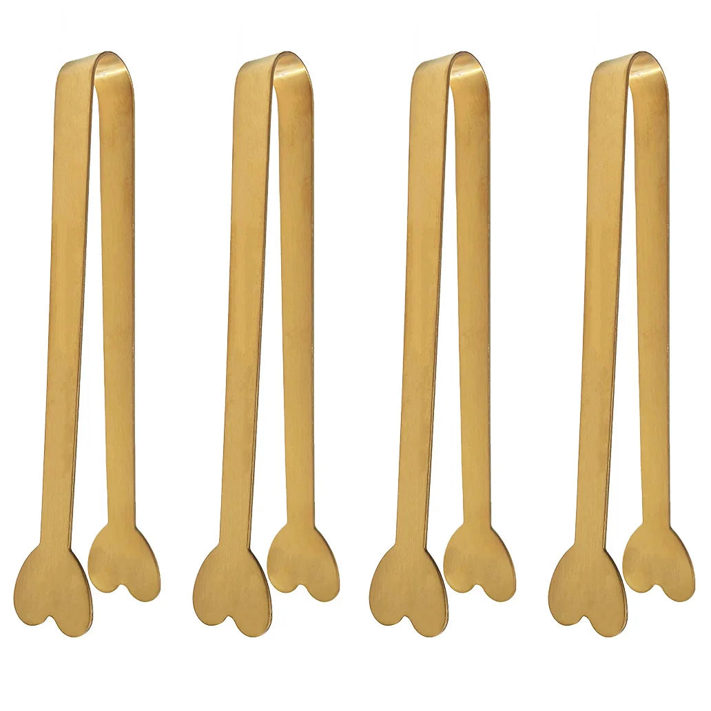 Small Gold Serving Tongs – Stainless Steel Mini Buffet & Appetizer Tongs
