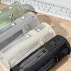 Clear Mesh Pencil Case Portable Standing Pen Holder Organizer