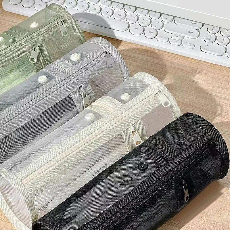 Clear Mesh Pencil Case Portable Standing Pen Holder Organizer Main image