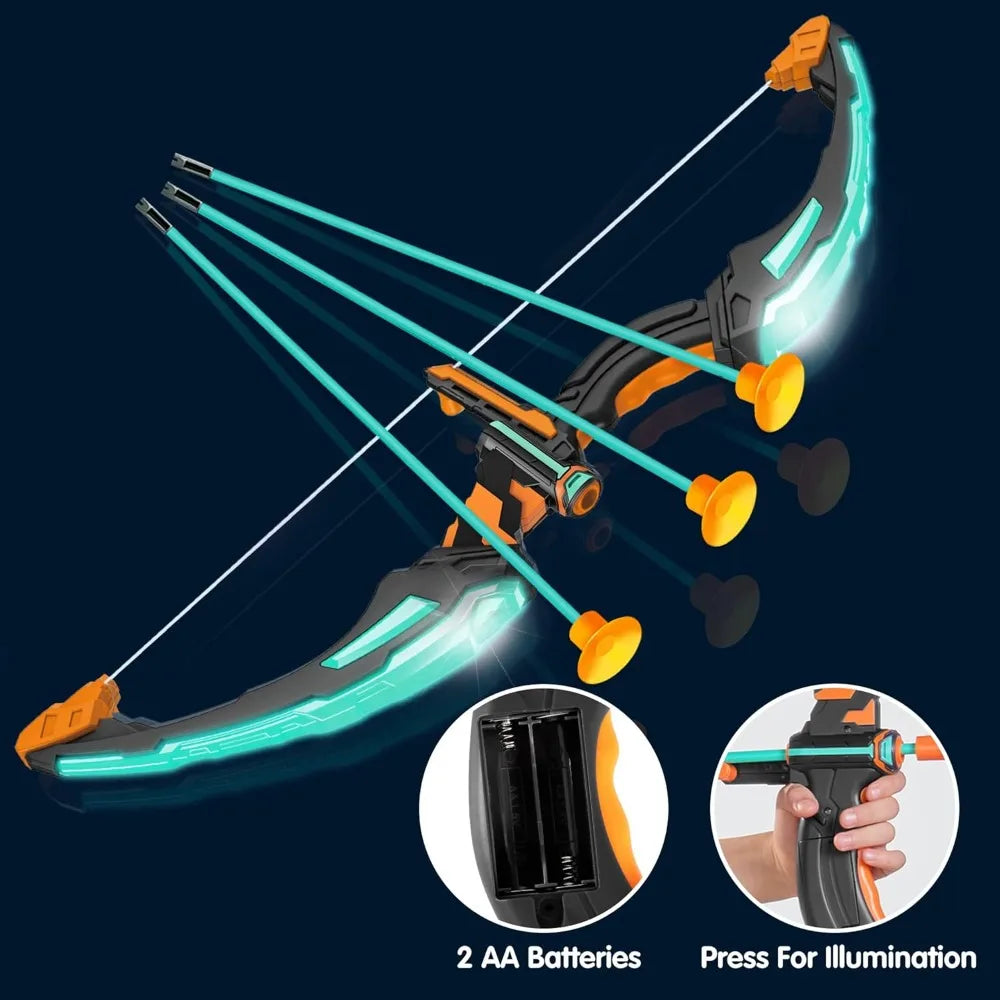 Bow and Arrow Set | LED Archery Set with 9 Suction Cup Arrows