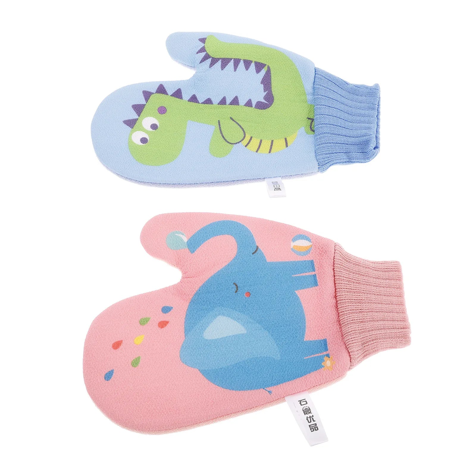 2PCS Baby Bath Gloves Soft Cartoon Bath Sponge Scrubber