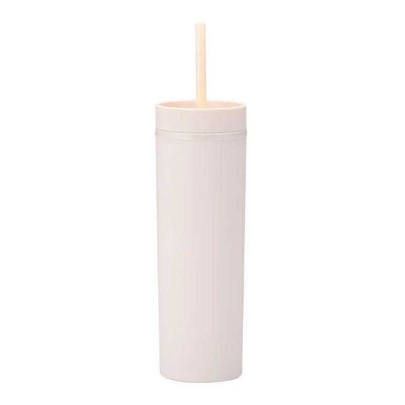 Double Wall Skinny Tumbler 473ml/480ml Cup with Straw & Lid