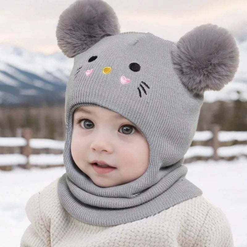 Kids Winter Balaclava Hat & Scarf Warm Hooded Beanie