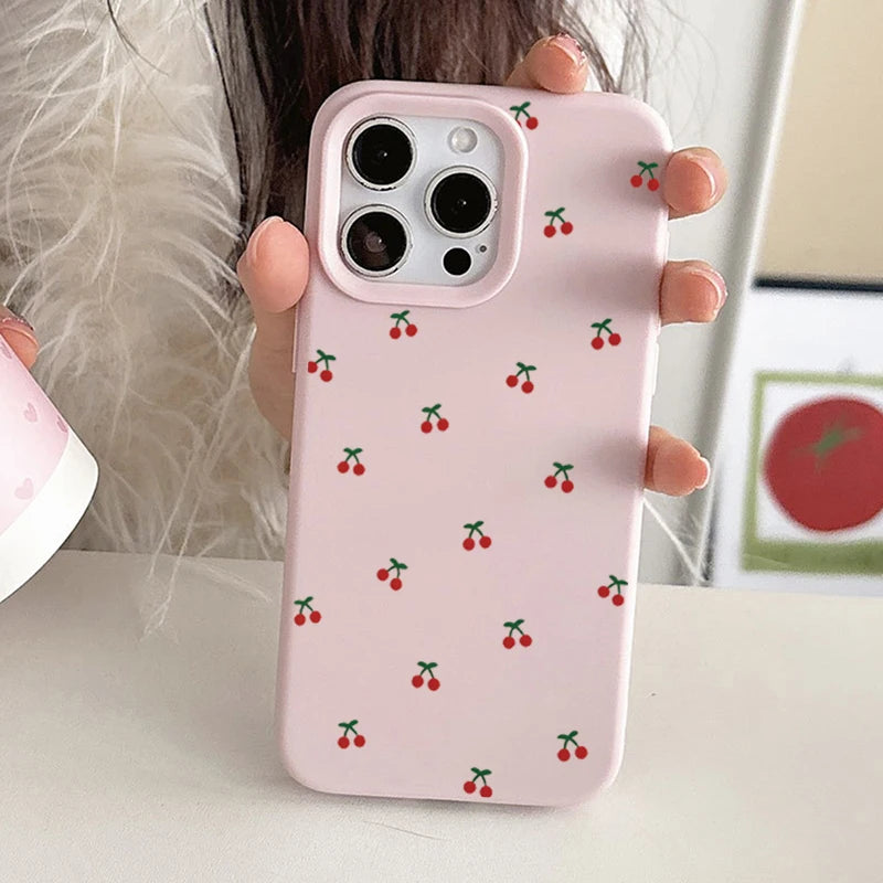 Cute Cherry Cartoon Case for iPhone 11 12 13 14 15 16 17 Pro Max