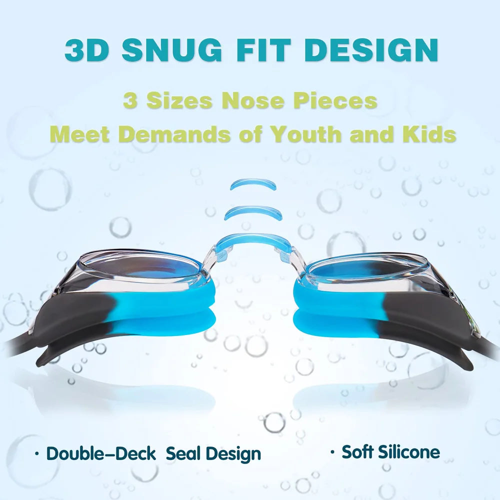 Kids Swimming Goggles Anti-Fog Waterproof Ages 3-14