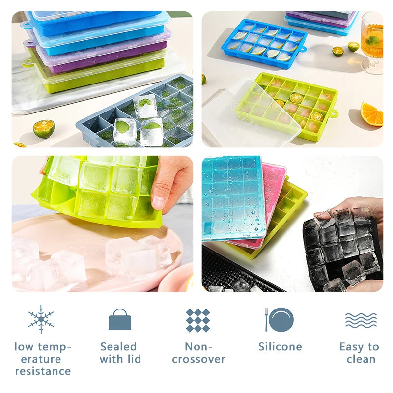 Large Silicone Ice Cube Tray Jumbo Square Ice Maker Mold (4–24 Grid)