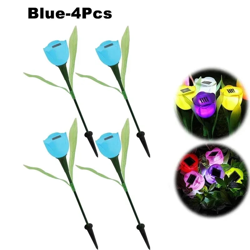 Solar Tulip Rose Flower Lights for Waterproof Garden Decor