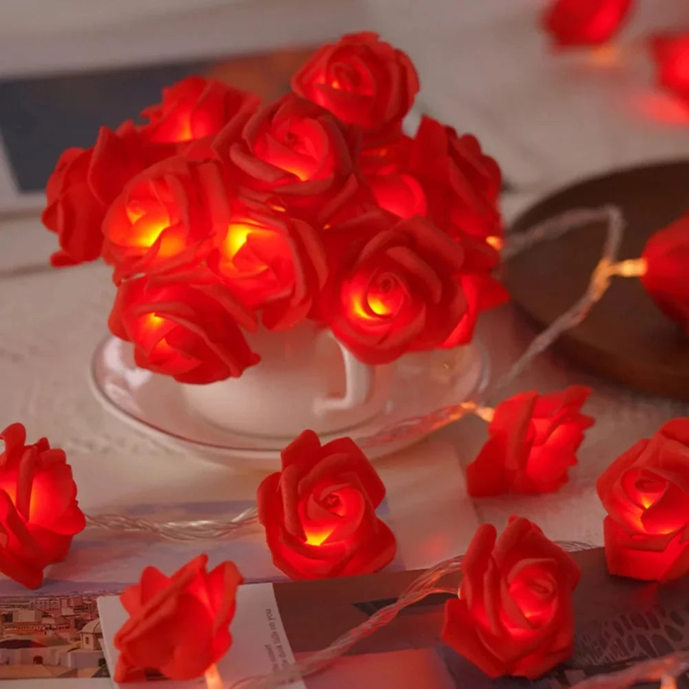 Rose Flower LED Fairy Lights USB String Decoration