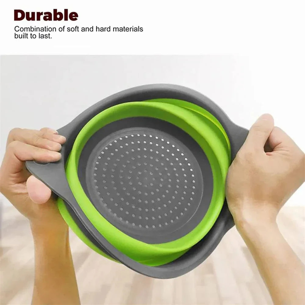 Silicone Folding Drain Basket Vegetable & Fruit Washing Strainer Kitchen Tool