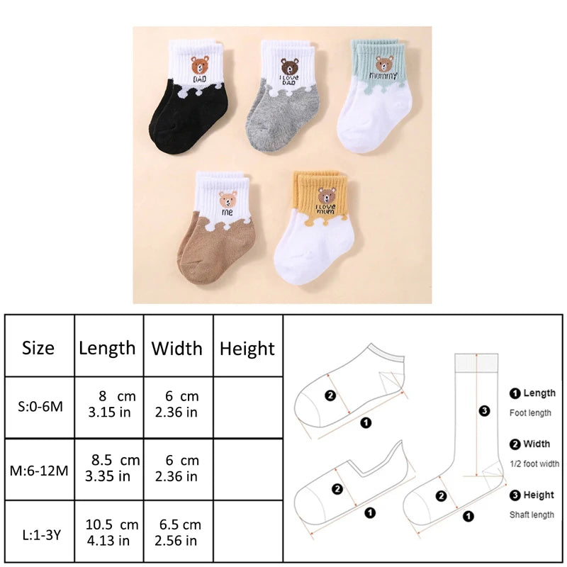 5PCS Baby Ankle Socks Soft Stretch Cotton Socks for Newborns