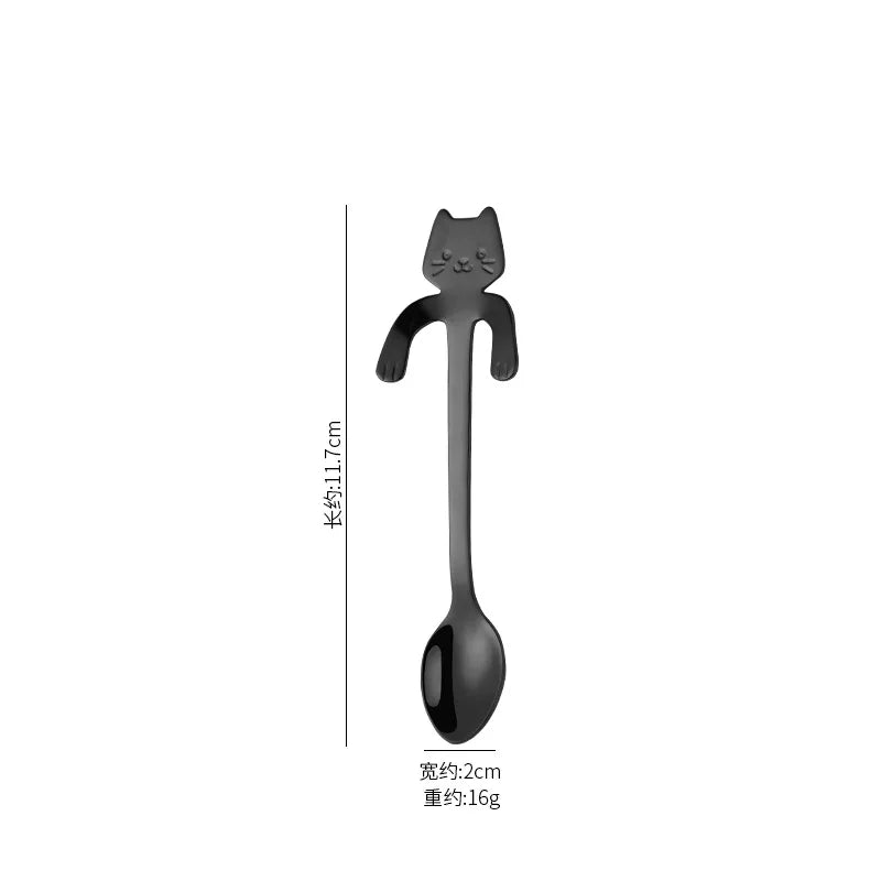 Cute Cat Shape Stainless Steel Coffee Spoon Mini Dessert Teaspoon