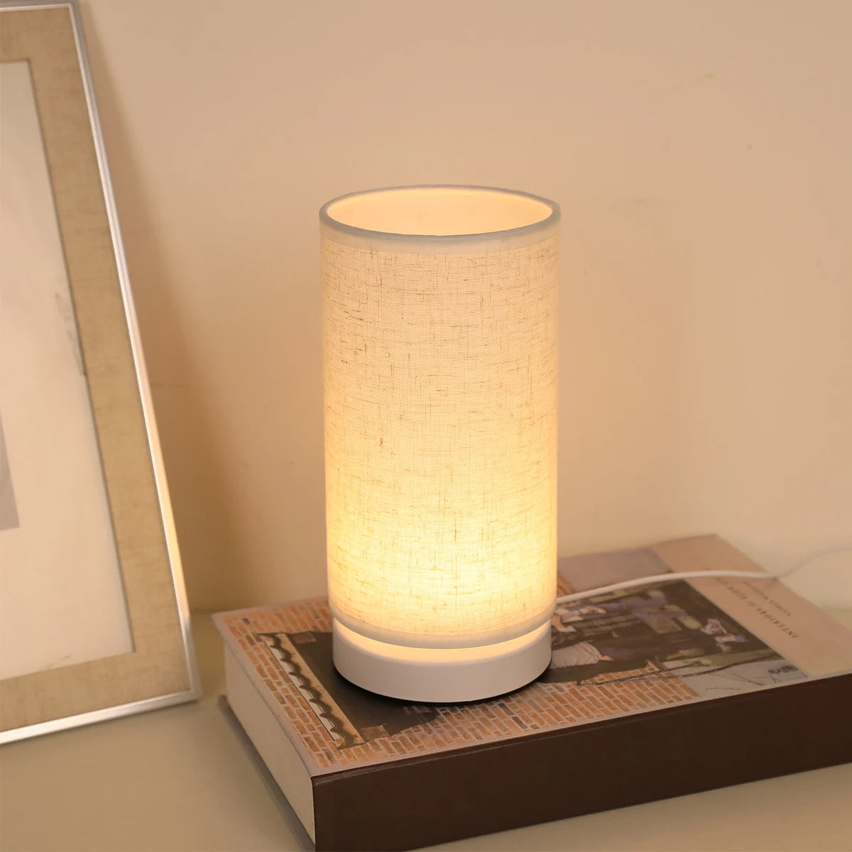 Fabric Cylinder Desk Lamp for Bedroom & Home Lighting Main image