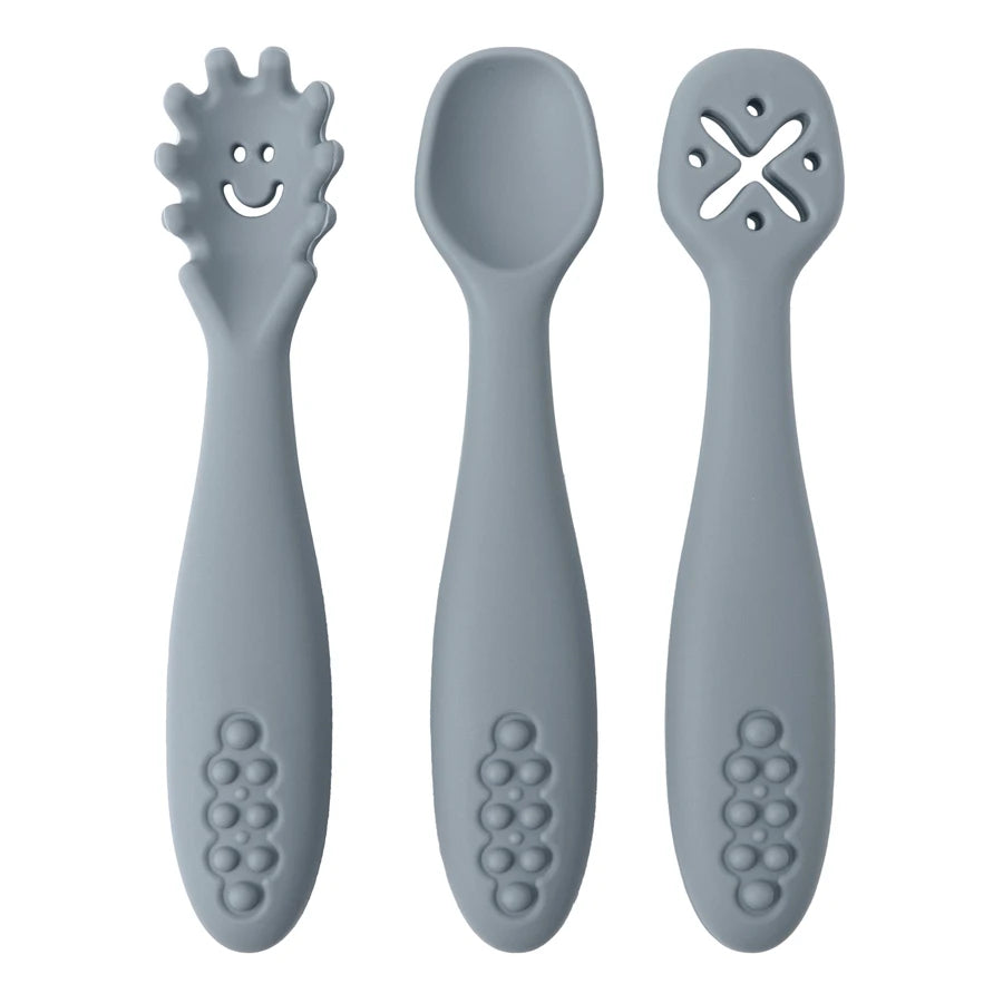 3PCS Baby Learning Spoon Set Soft Feeding Spoons for Toddlers
