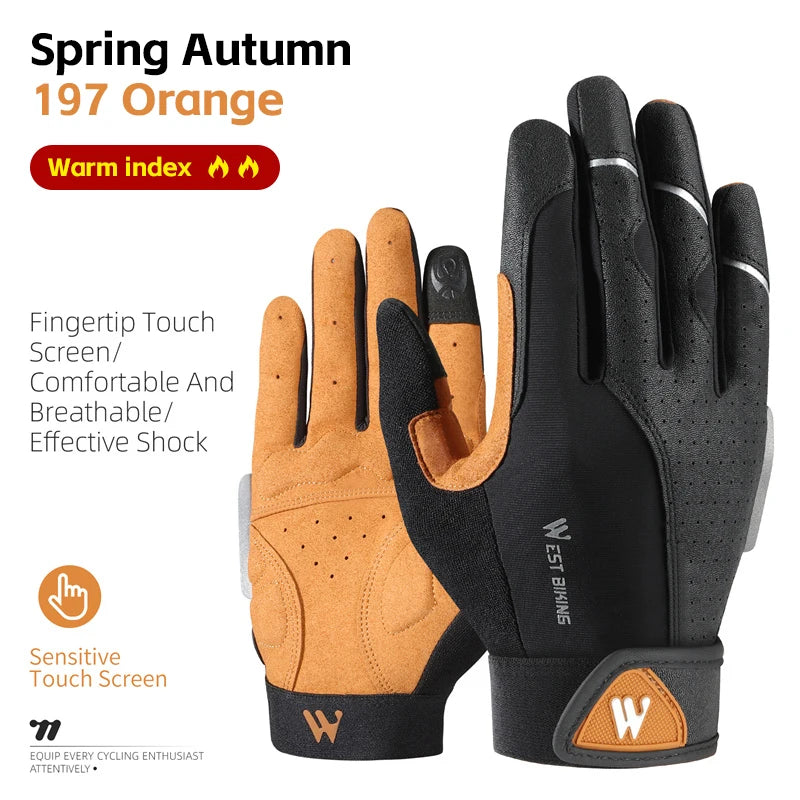 WEST BIKING Breathable Full Finger Cycling Gloves MTB Gym