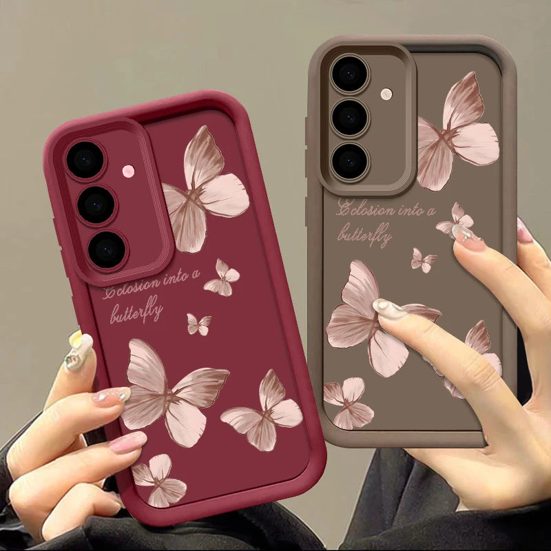 Gold Butterfly TPU Case for Samsung Galaxy S22 S23 S24 S25 S26