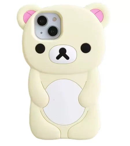 Cute Rilakkuma Bear Silicone Case for iPhone 12 13 14 15 16 17 Pro Max