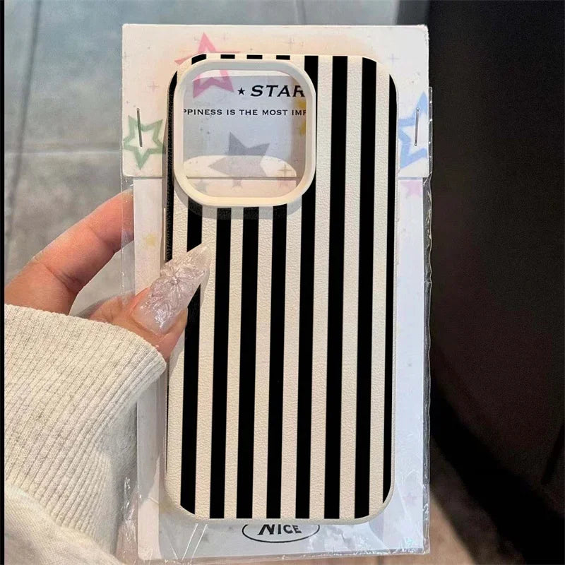 Colorful Striped Couple Case for iPhone 11 12 13 14 15 16 17 Pro Max