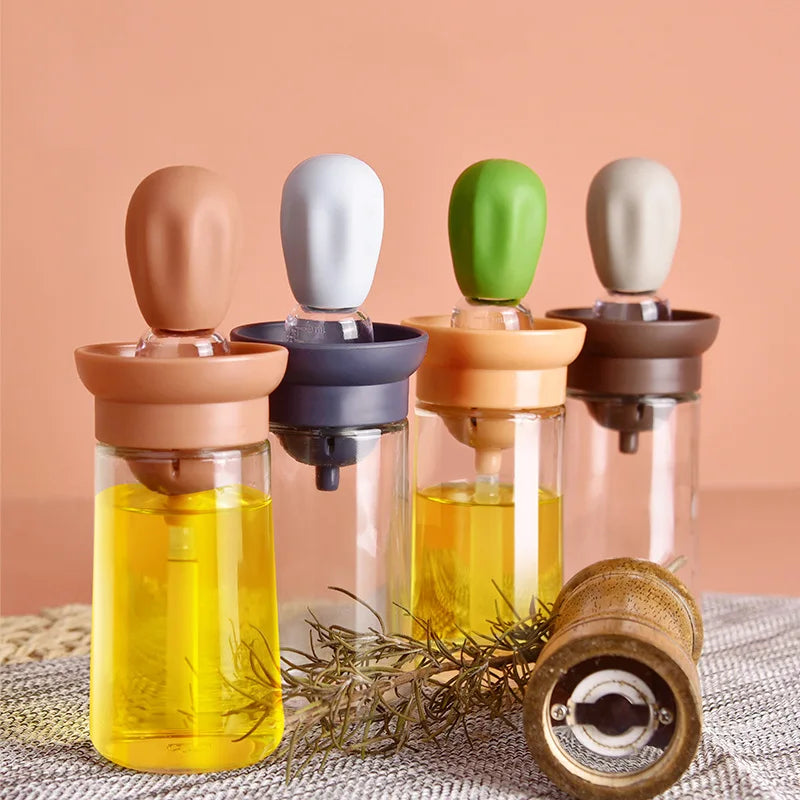 Portable Silicone Oil Bottle Brush BBQ Cooking & Baking Oil Dispenser