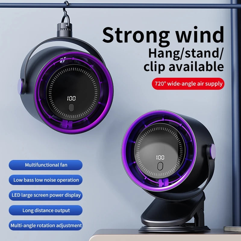 Wireless Rechargeable Fan UK 100-Speed Turbo Fan with Display