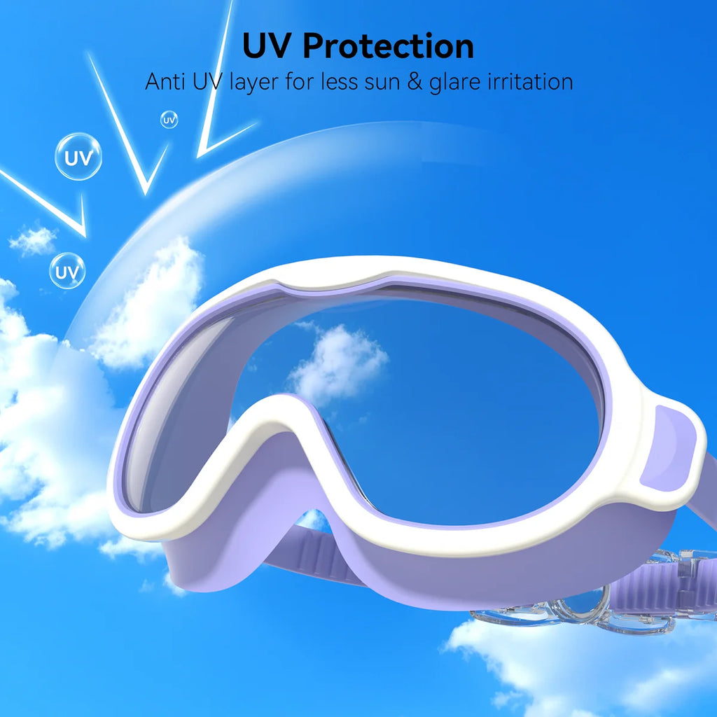 Kids Swimming Goggles Large Frame Anti-Fog Ages 6-15