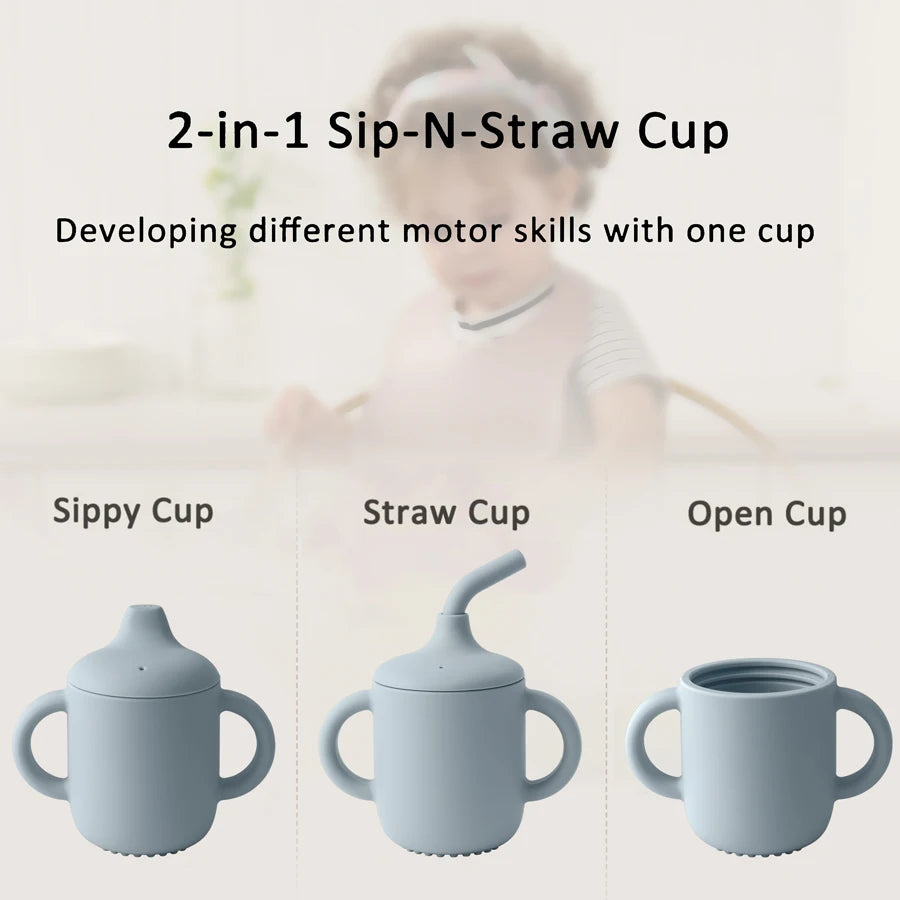 Baby Silicone Straw Cup Snack Container BPA Free
