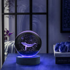 3D Moon Whale Crystal Ball Night Light LED Décor Lamp
