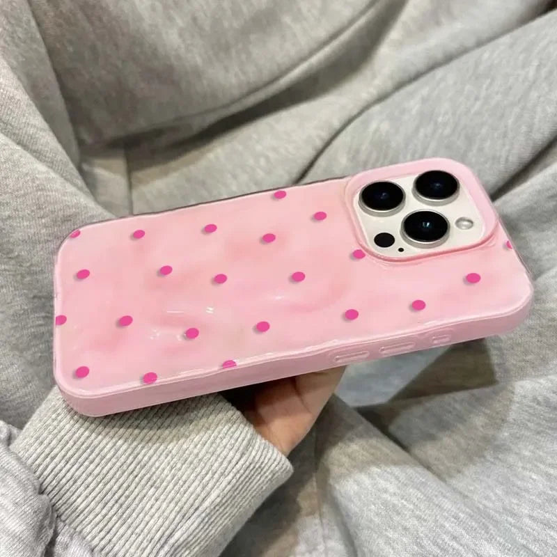 Polka Dot Solid Color Phone Case for iPhone 17 16 15 14 Pro Max Cover