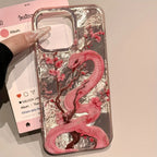 Cute Pink Floral Snake Case for iPhone 16 15 14 13 12 11 Pro Max Cover