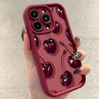 Cherry Print Silicone Case for iPhone 11 12 13 14 15 16 17 Air