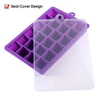 24-Hole Silicone Ice Cube Tray with Lid Square Ice Mold for Drinks & Cocktails