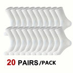 5/10/20 Pairs Solid Crew Socks Breathable Sweat-Absorbing All Season