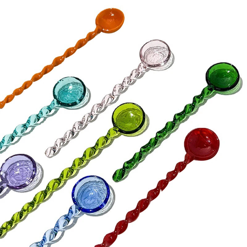 Colorful Glass Coffee Spoon – Long Handle Tea, Dessert & Ice Cream Spoon