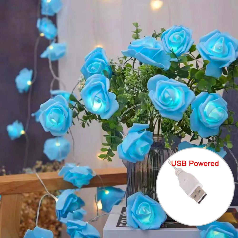 Rose Flower LED Fairy Lights USB String Decoration