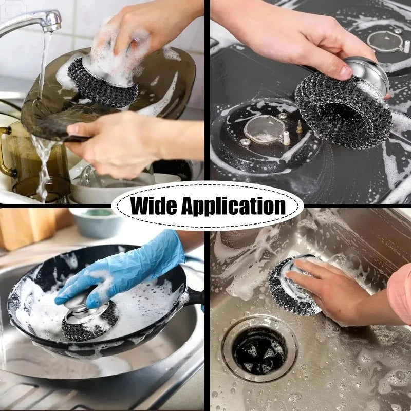 Stainless Steel Pot Brush Heavy-Duty Dish Scrubber