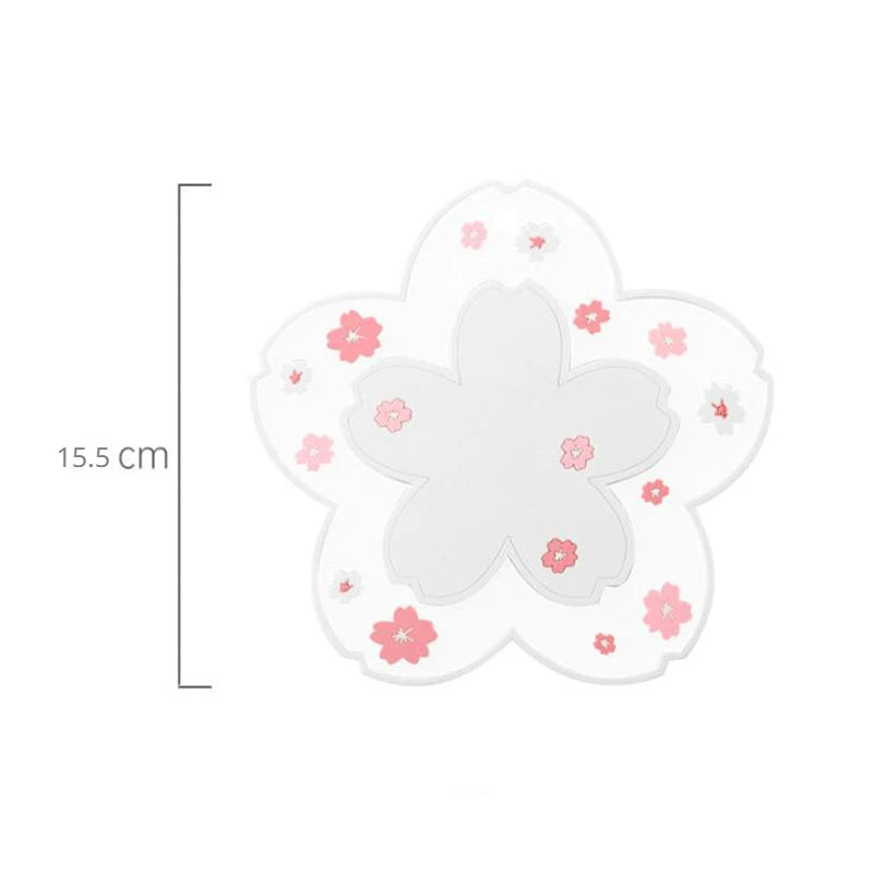 Kawaii Pink Sakura Silicone Coasters Blossom Cup Mats Home Décor Gift