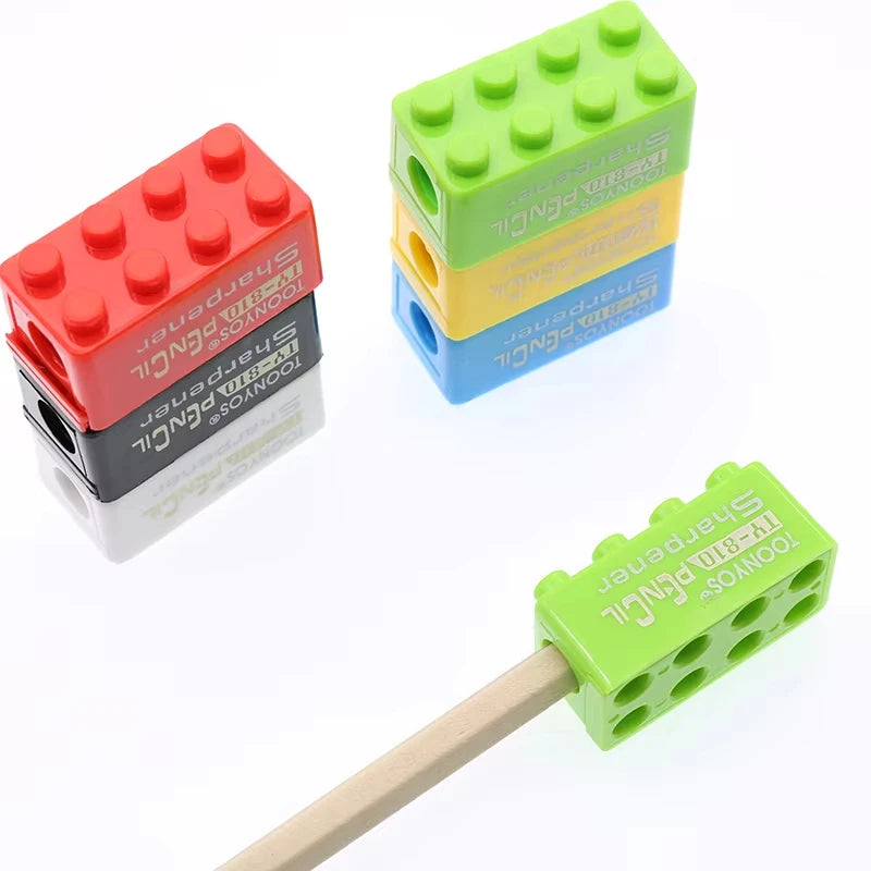 Cartoon Building Blocks Pencil Sharpener Kids School Stationery