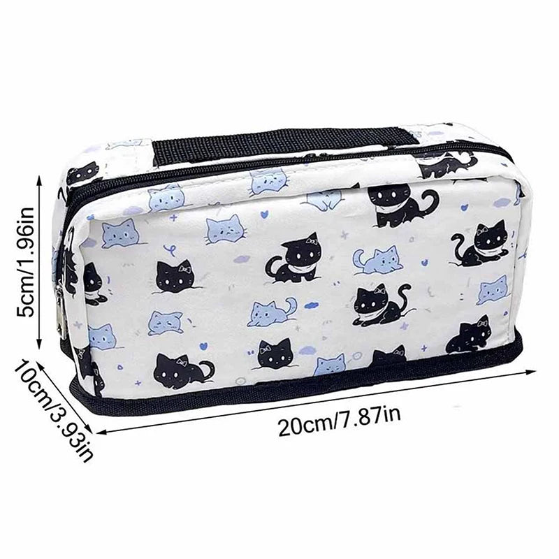 Multi-Layer Pen Bag Foldable Drawstring Pencil Case Organizer