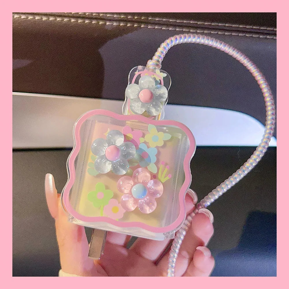 3D Pink Flower iPhone Charger Cover 18W/20W