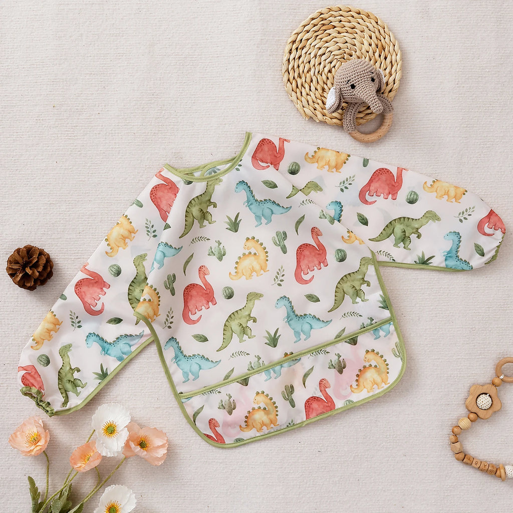 Waterproof Baby Bib Long Sleeve Apron for Feeding & Drawing