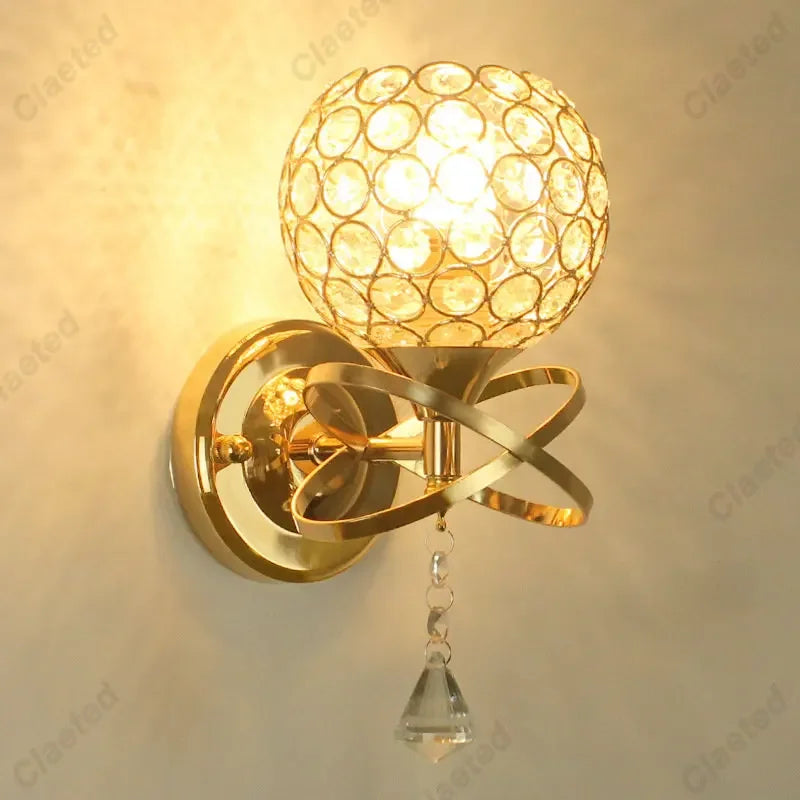 European Crystal Wall Lamp Elegant Bedside Sconce Secondary image
