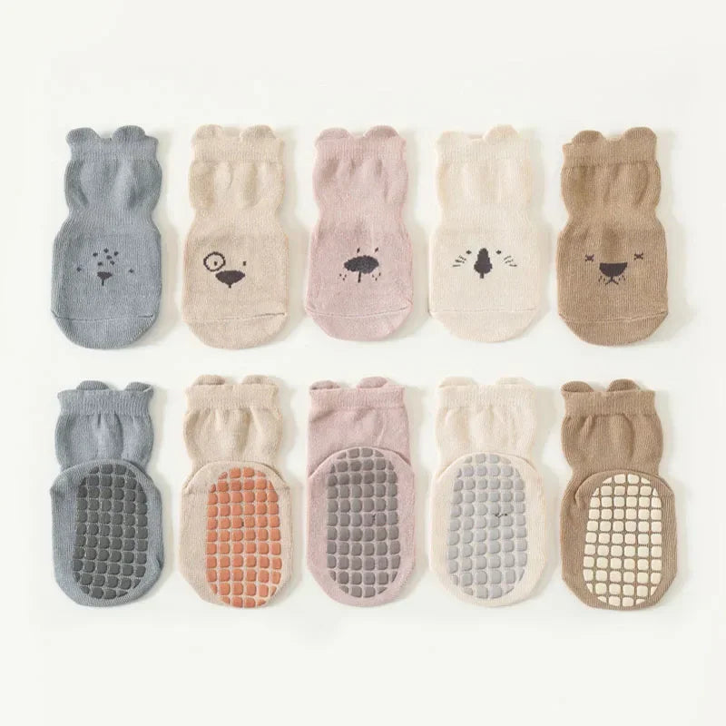 3/5 Pairs Baby Non-Slip Animal Socks for Boys & Girls