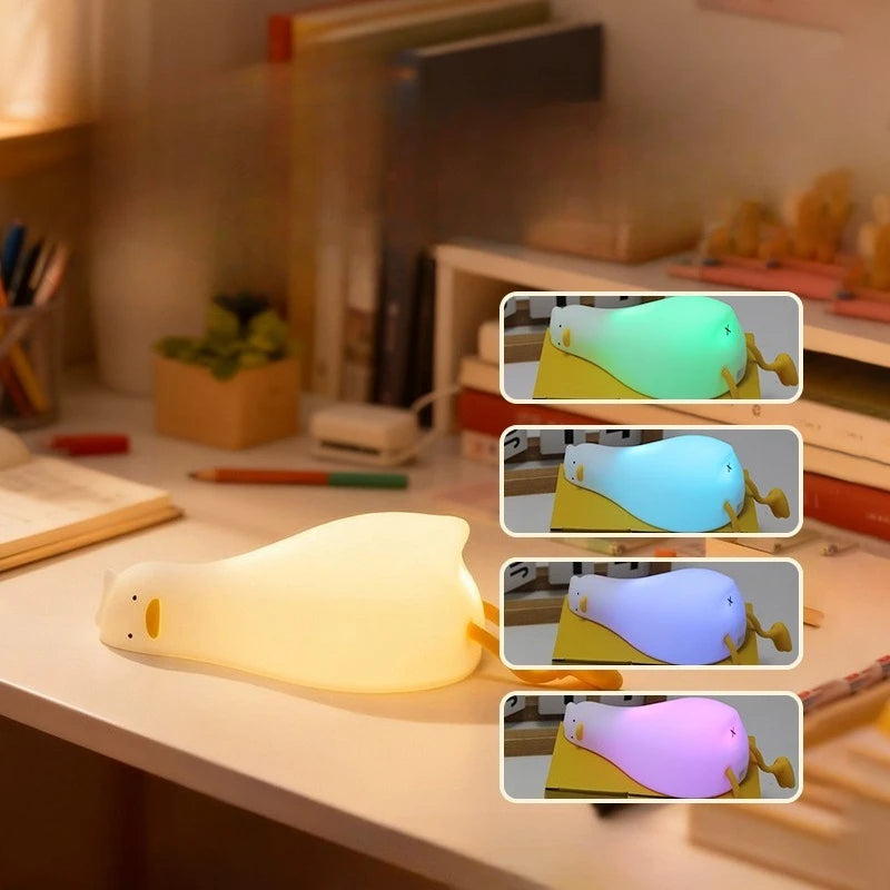LED Duck Night Light Rechargeable Silicone Bedside Lamp