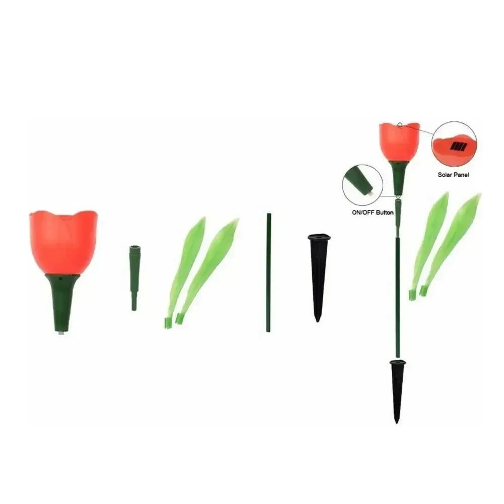 Solar Tulip Rose Flower Lights for Waterproof Garden Decor
